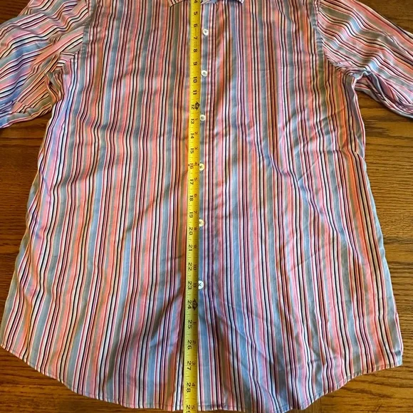 Bugatchi Men's Striped Shirt in Pink, Blue, and White - Picture 8 of 8